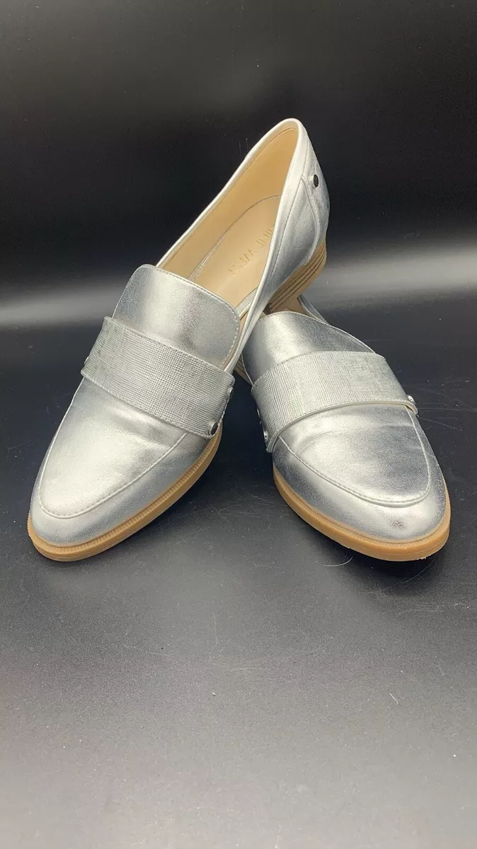 Brand New Women's Nine West Shayling Loafer Silver Metallic Flats Sz 7 |  eBay