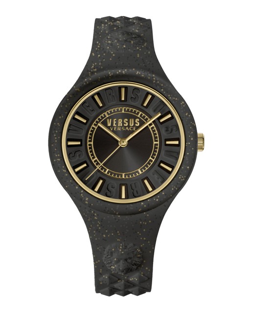 Versus By Versace Vspoq0118 Fire Island Black Dial Silicone Strap