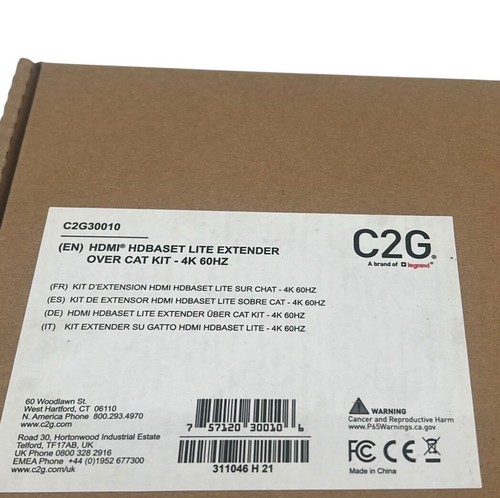 Kit d'extension sur chat HDMI HDBase Lite C2G 30010 - 4K NEUF boîte ouverte - Photo 4 sur 4