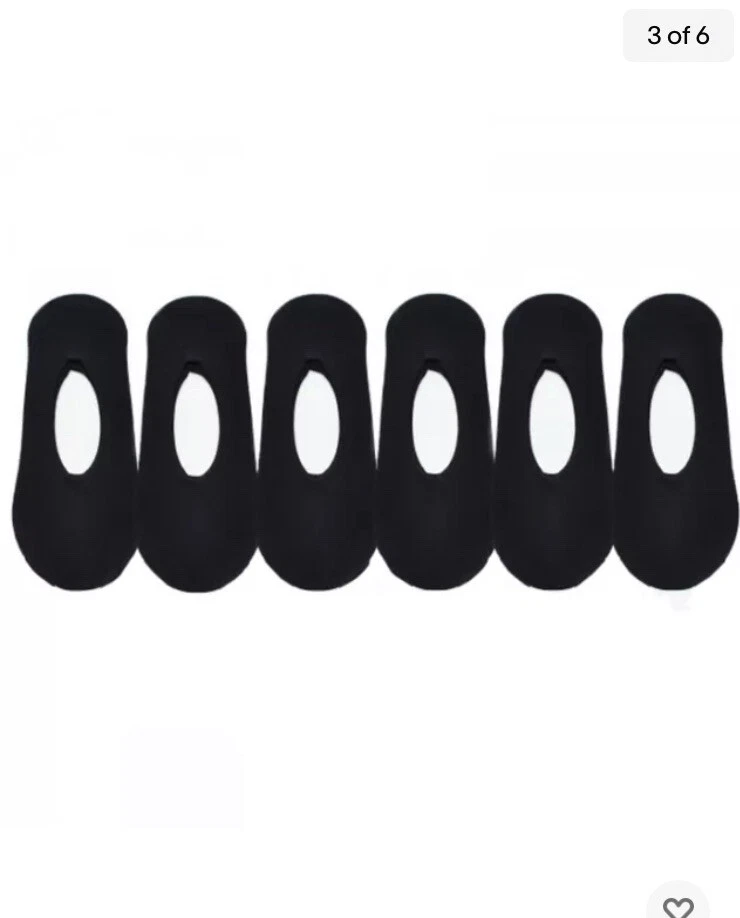 PEDS 6 pares de calcetines forrados para mujer No Show - negros, Peds Foto 2 de 3