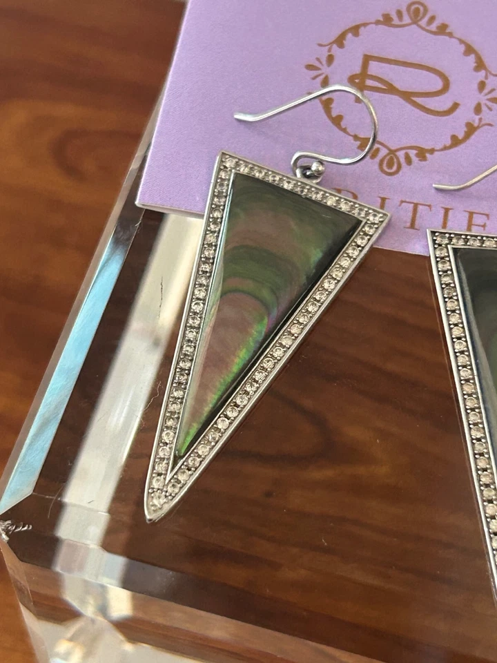 Rarities Carol Broide Sterling Silver Mother of Pearl GEOMETRIC Earrings - Image 2 of 4