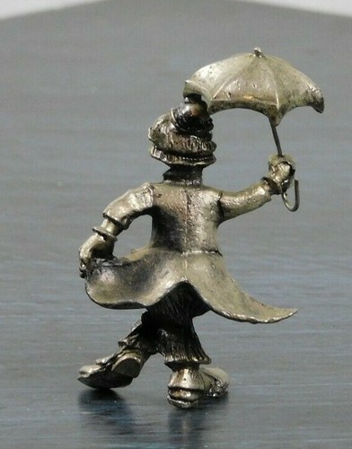 Vintage, miniature, pewter circus clown with umbrella - Picture 4 of 9