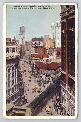 Postcard Herald Square Looking up Broadway Hotel McAlpin in Foreground New York