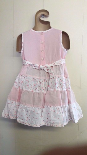 Gorgeous Pink & White Tiered Cotton Dress from Feu Follet - Age 2-3 years, BNWT! - Picture 4 of 4