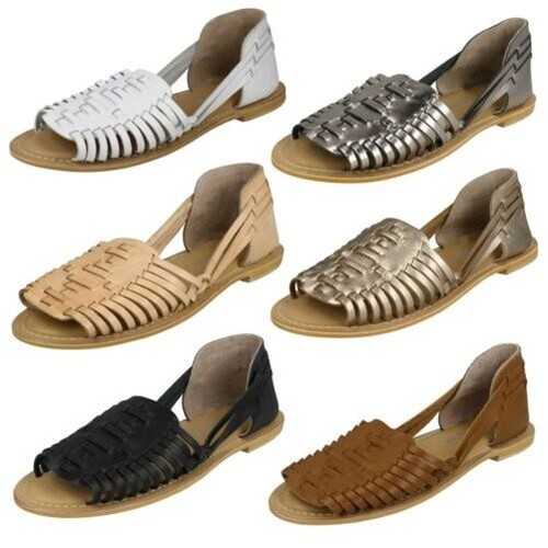 Ladies Leather Collection Flat Weave Sandals | eBay