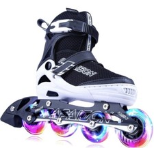 Papaison Inline Skates Adjustable Men's Size 8-10.5 Size XL Black and White