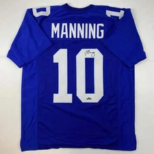 Facsimile Autographed Eli Manning New York Blue Reprint Jersey Size Men's XL
