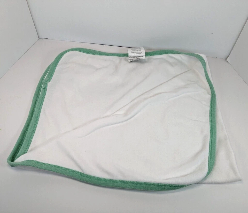 Manta Bebé Rene Rofe Elefante Blanco Verde Algodón Envoltura Bordada 25 x 30 Foto 3 de 4