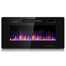 36" Electric Fireplace Recessed Ultra Thin Wall Mounted Heater Multicolor Flame
