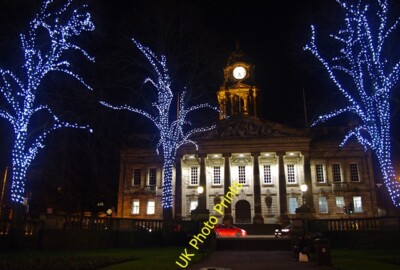 Photo 6x4 Lancaster Town Hall Viewed after dark from Dalton Square with C c2015