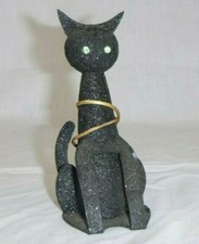 Vtg Mica Glitter Cardboard Black Cat Halloween 5" Japan Max Factor Sophisicat