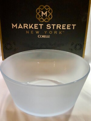 Corelle Market Street New York Large Frosted Glass Serving Bowl NIB