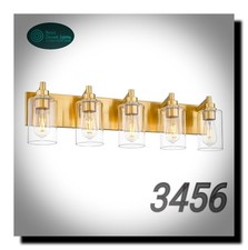 Modern 30-Inch Brushed Gold 5-Light Bathroom Vanity Light   Clear Glass