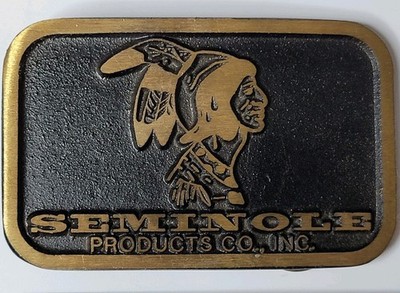 SEMINOLE PRODUCTS 3.25'' Solid Brass Belt Buckle Dynobuckle Provo Utah vintage