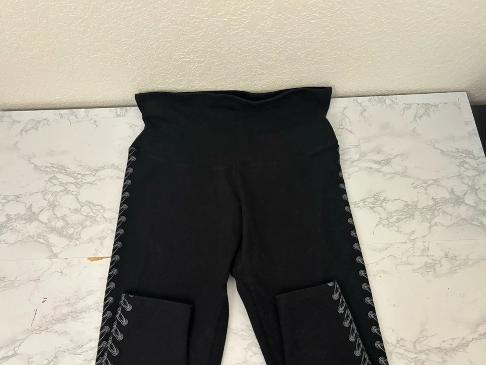 YUMMIE TUMMIE by Heather Thomson XL Cotton Blend Skinny Leggings Pants Black U1 - Image 3 of 4