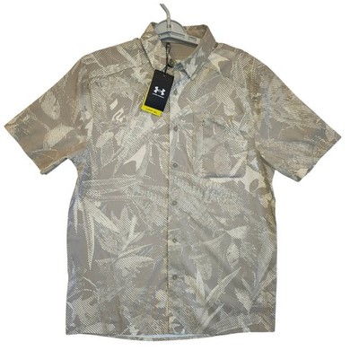Under Armour Tide Chaser 2.0 Mens Short Sleeve Fishing Shirt Tan Tropical UPF 30