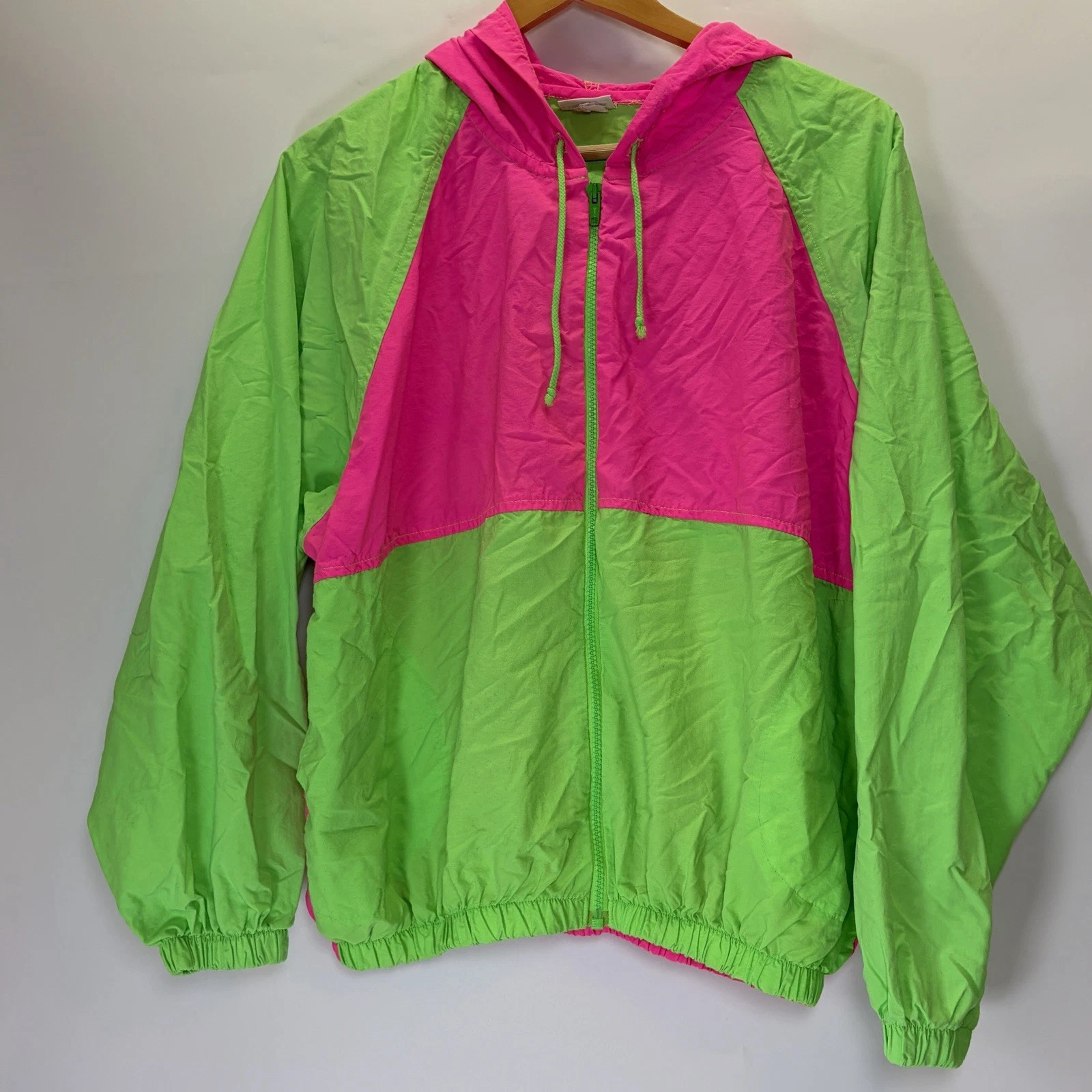 VTG Neon Color Block Citrus Surfwear Windbreaker Jacket Made in USA Unisex Small