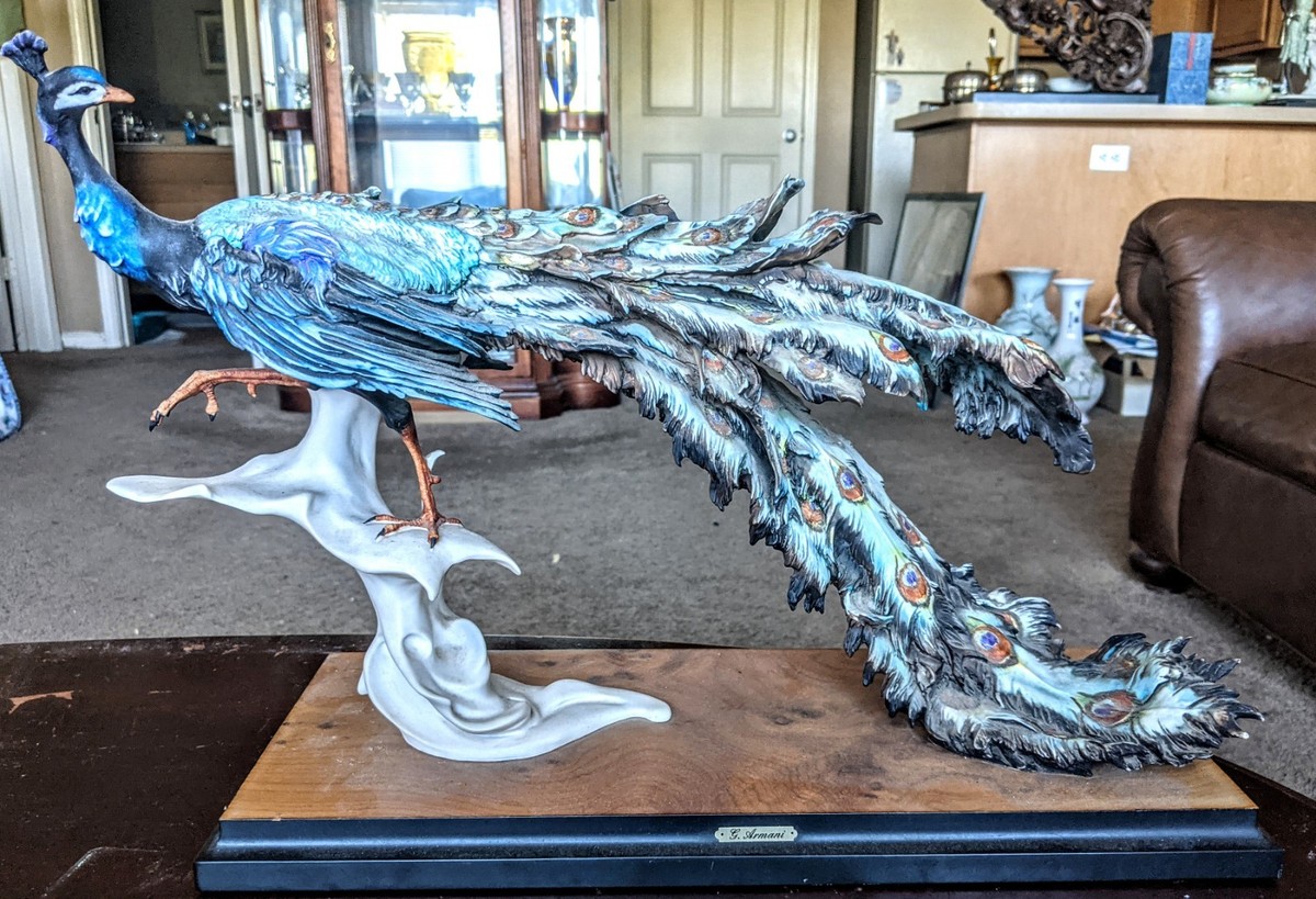 Giusepe Armani Peacock with Lifted Claw Figurine Signed Numbered