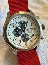 Jack Mason Masonry Chronograph | White Dial | Black Eyes | Red NATO Strap