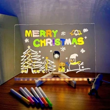 Acrylic Dry Erase Board with Light 11.8 X 7.9” Light up Dry Erase Board with S