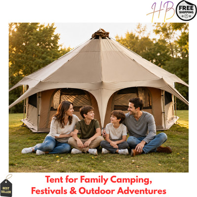 Canvas Tent Bell Tent 16.4ft High9.2ft with Stove Jack for Glamping Family Camp