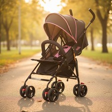 Multi-Position Reclining Umbrella Stroller with 10-Inch Back Wheels and Canopy