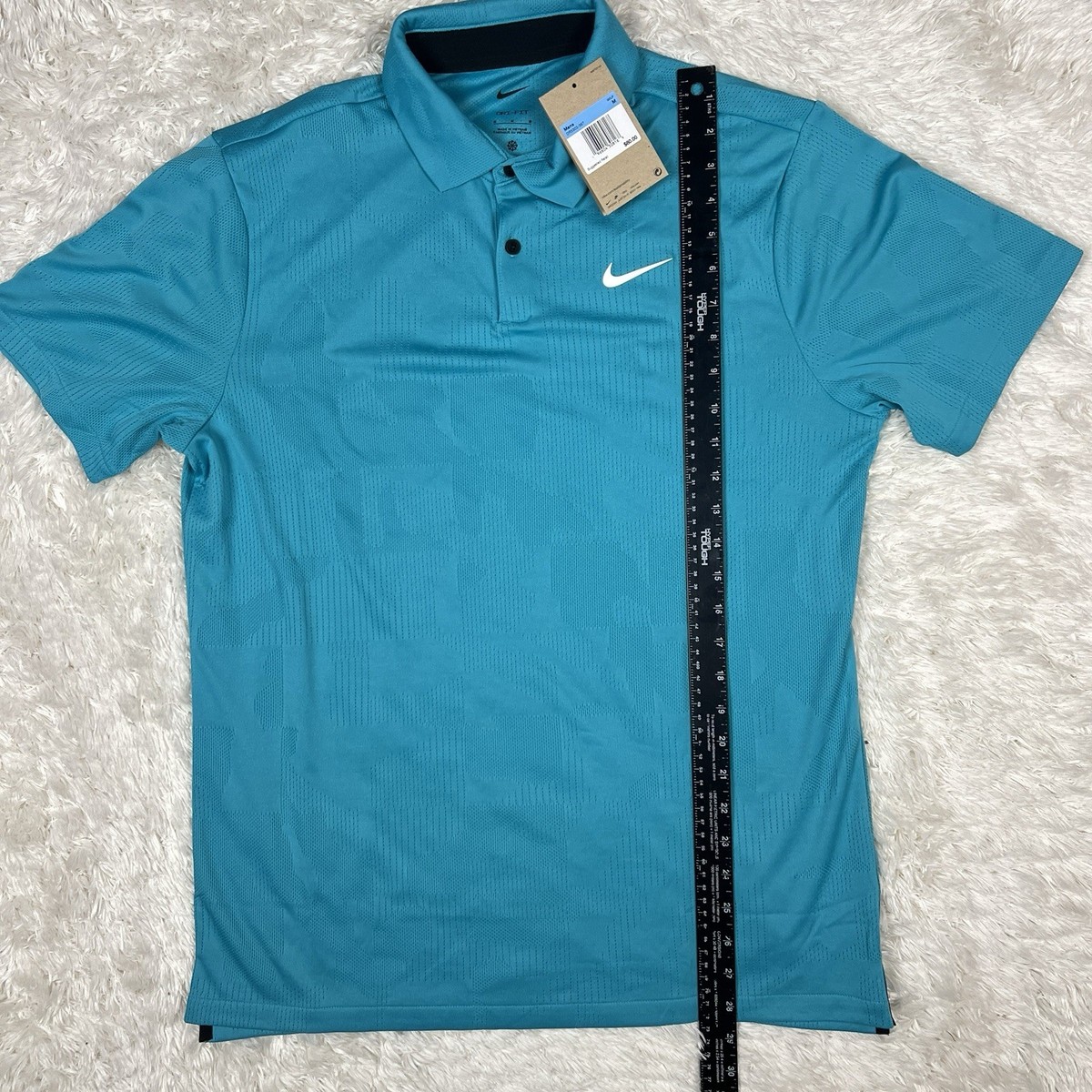 Medium-Men's Nike Tour Dri-Fit Jacquard Golf Polo Shirt Teal White