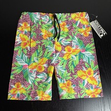 Vintage 80s/90s Girls/Kids L Hawaiian Neon Floral Print Board Shorts Jams Style