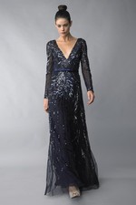 Sequin Embellished Long Sleeve Gown