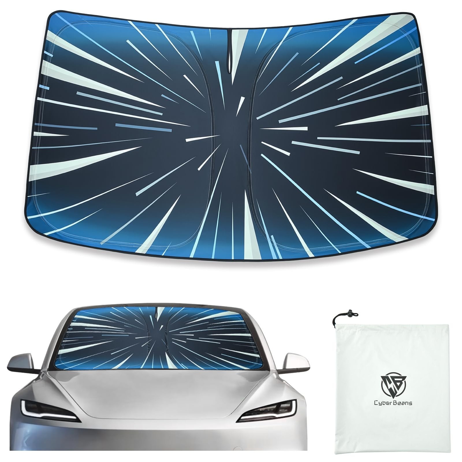 Ludicrous Sunshade for Tesla Model S/3/X/Y Front Windshield Sun Shade Accesso...