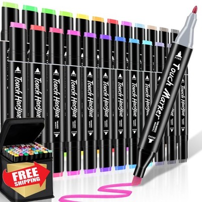 DUULEMANG 24 Color Alcohol Markers Dual Brush Tip