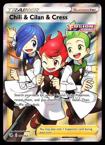 CHILI & CILAN & CRESS 258/264 ULTRA RARE FUSION STRIKE POKEMON HP