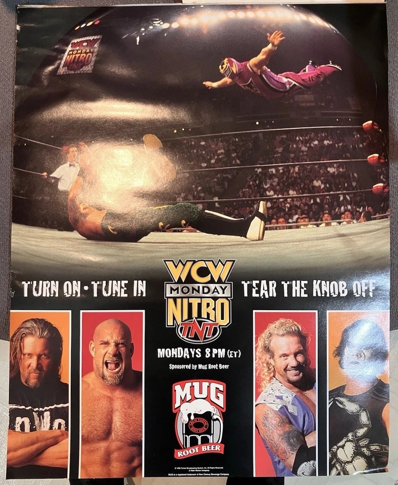 Cartel de cerveza raíz taza WCW Monday Nitro 1998 20x16 Foto 2 de 2