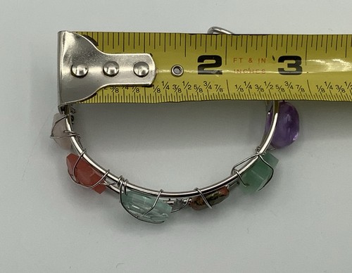 Bracciale Pietra Mista Filo Tono Argento Colori Terra Eclettico Boho - Foto 10 di 10