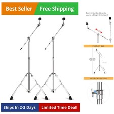 2 Pack Boom Cymbal Stand, Adjustable Cymbal Stand for Drum Hardware Percussio...
