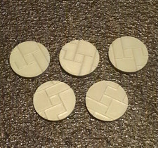 5 X 25mm Unpainted Round Flagstone Textured Miniature Terrain Bases