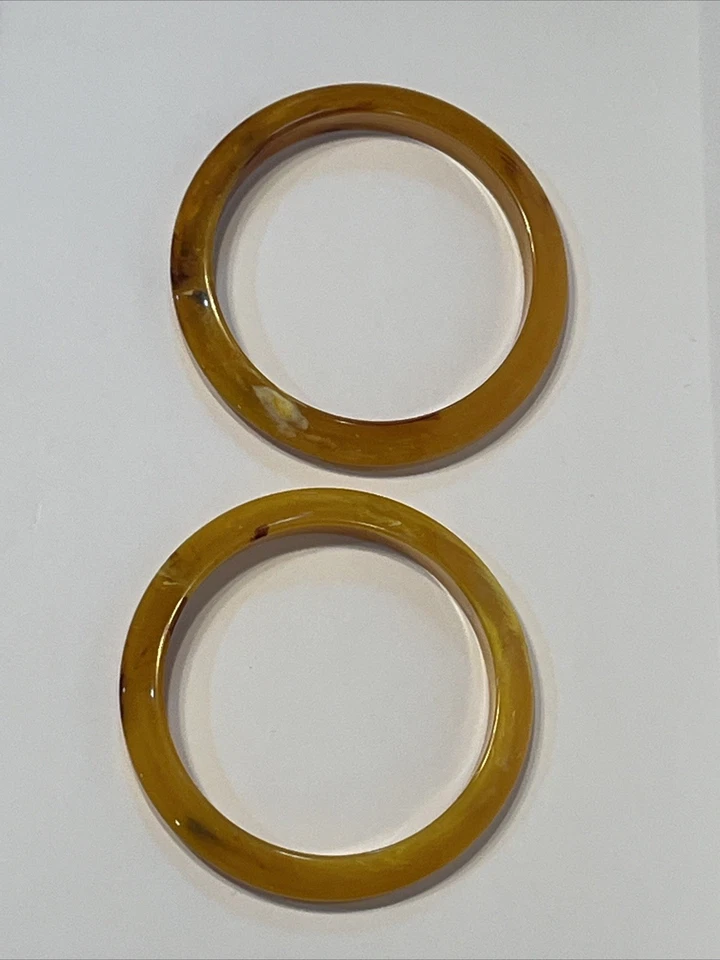 "2 pulseras brazalete vintage color caramelo jaspeado talla 7,8"" ámbar?" Baquelita Foto 2 de 4