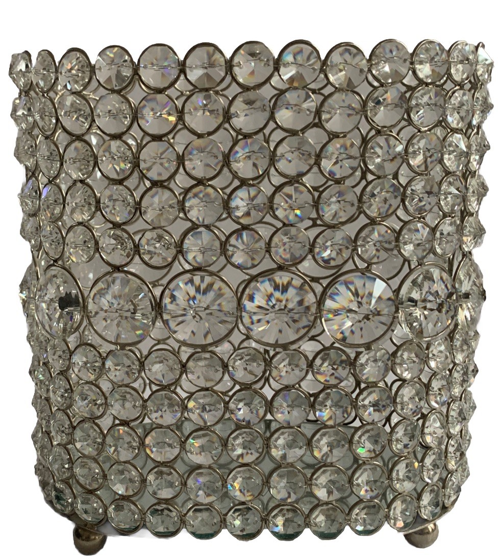 Mirror Bottom Large Silver Tone Wire 8x8&rdquo; Hollywood