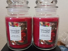 YANKEE CANDLE Home for the Holidays Original Jar Candles 22oz LOT OF 2 JARS NEW