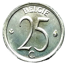 Baudouin I /Crowned monogram Dutch text 25 centimes 1973 BELGIUM  (906E)