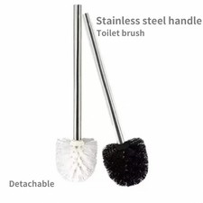 Minimalist Stainless Steel Toilet Brush with Plastic Head for Bathroom