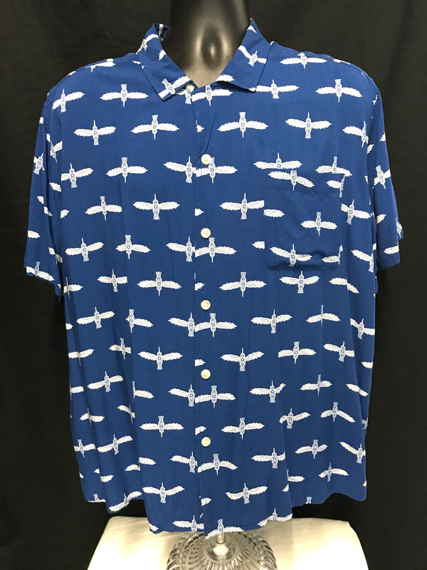 Goodfellow & Co Sz XL Hawaiian Floral Short Sleeve Button Down Shirt Blue White