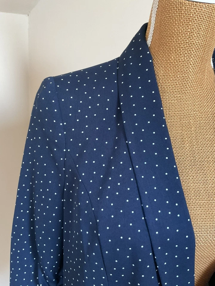 Tu Woman Size 14 jacket Blazer Navy & White Spot - Image 3 of 4