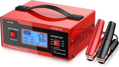 AUTOUTLET Upgraded 8 Volt Battery Charger for Golf Cart Automotive Red 
