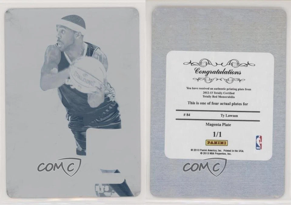 2012-13 Totally Certified Memorabilia Red Printing Plate Cyan 1/1 Ty Lawson 0fn0 - Image 3 of 3