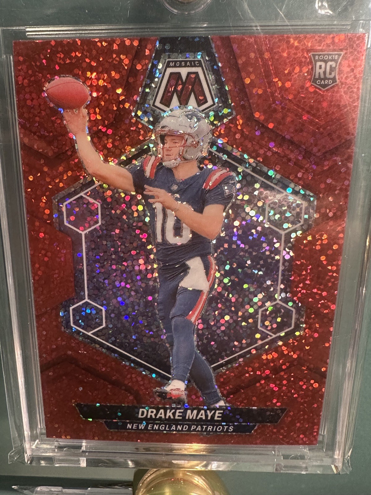 Drake Maye 2024 Panini Mosaic #303 Red Sparkle Prizm RC SSP SP Patriots