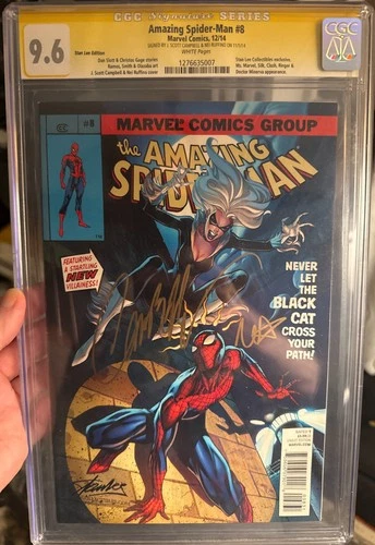 Amazing Spider-Man #8 Stan Lee Ed. CGC SS 9.6 NM+ J. Scott Campbell Sig + Label!
