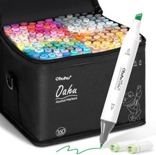 Ohuhu 160 Colors Alcohol Art Markers Chisel  Fine Tipped Marker Set- Refillable