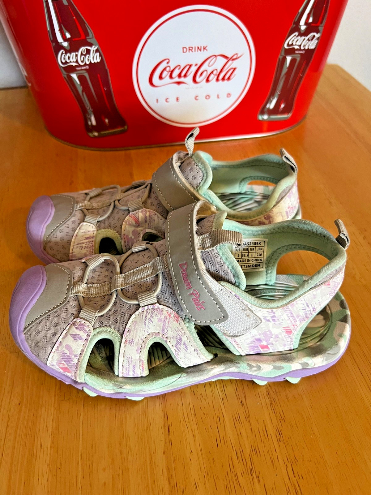 dream pairs closed toe water shoes girls size 2 purple mint pink grey color