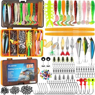 137Pcs Fishing Lures Tackle Box Crankbaits Spoon Lures Tackle Set Fishing Gear